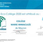 Réception du label Eco-Collège 2020